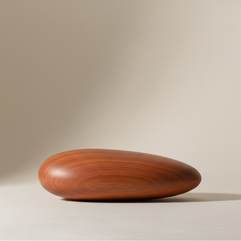Wooden meditation tool shaped like a large pebble, made of Cedar